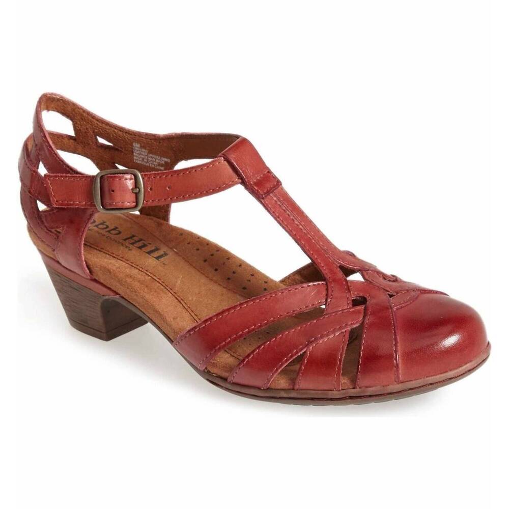 NEW COBB HILL women's aubrey t strap low heel in red